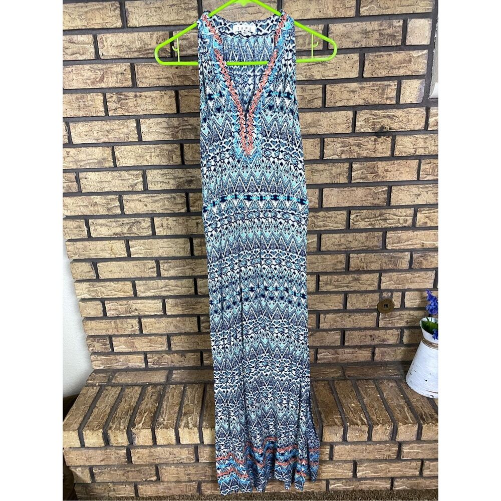 THML sleeveless embroidered maxi dress